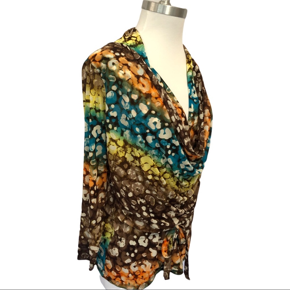 Juliette Gathered V Neck Blouse w/ Tie Waist - Picture 3 of 7